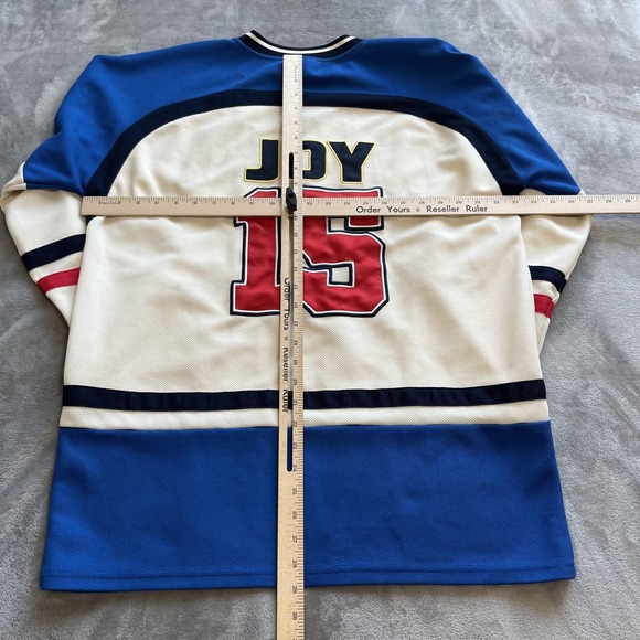 Pixar Shirt Mens Medium Blue Cream Riley Joy Hockey Jersey Inside Out Disney - Picture 5 of 11